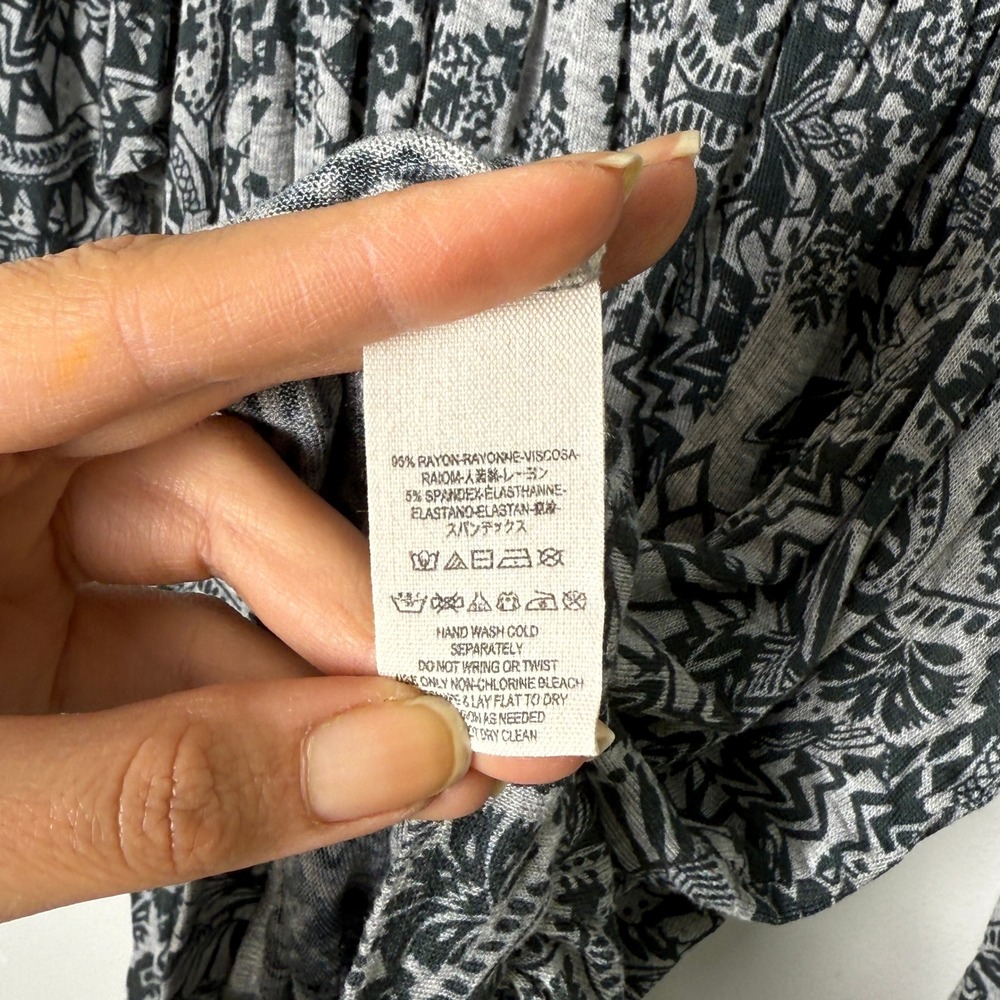 Free People Blouse Tribal Print Grey Sleeve Women M 3/4 sleeve - Picture 6 of 8